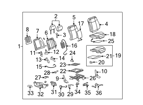 2010 Hummer H3T Passenger Seat Components Diagram
