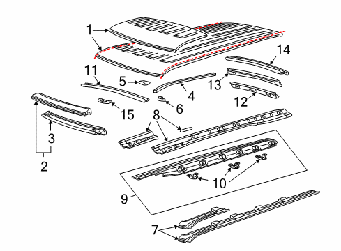 1999 Chevy Express 3500 Roof & Components Diagram