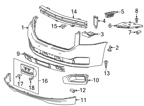 2020 GMC Yukon XL Front Bumper Diagram