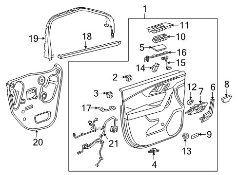 2022 Chevy Blazer Interior Trim - Front Door Diagram