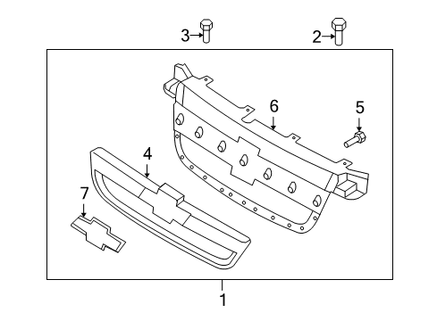 2008 Chevy Aveo Grille & Components Diagram