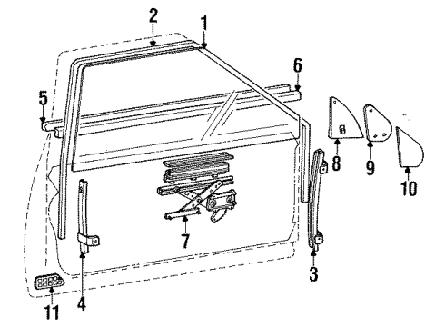 1988 Chevy Spectrum Window Regulator Diagram for 94106768