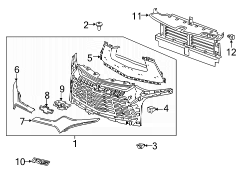 2022 Chevy Blazer Grille & Components Diagram