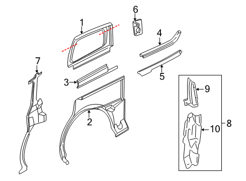 2004 Pontiac Montana Side Panel & Components Diagram