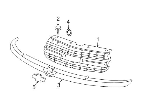 2004 Chevy Malibu Grille & Components Diagram