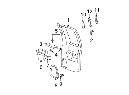 1999 GMC C1500 Interior Trim - Rear Door Diagram
