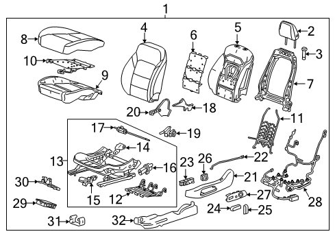 2019 Chevy Cruze Driver Seat Components Diagram