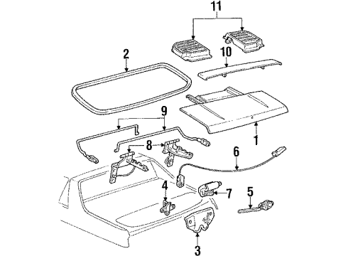 1984 Pontiac Fiero Lock, Black, Rear Diagram for 20166276