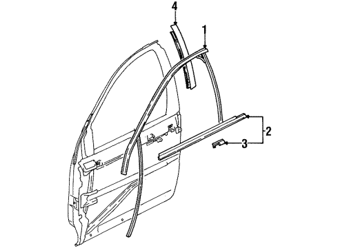 1998 Saturn SC2 Belt Weatherstrip, Front Diagram for 21172063