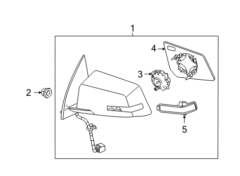2007 GMC Acadia Mirror Assembly, Rear Driver Side Diagram for 25894449