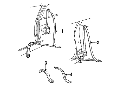 1984 Buick Century Belt & Retractor, Passenger Side Diagram for 12512724