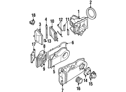 1999 Buick LeSabre A/C Evaporator & Heater Components Diagram