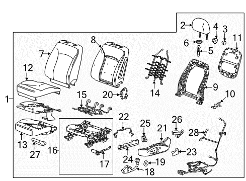 2015 Chevy Malibu Driver Seat Components Diagram