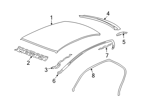 2005 Cadillac STS Roof & Components Diagram