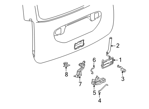 2002 Saturn Vue Lift Gate - Lock & Hardware Diagram