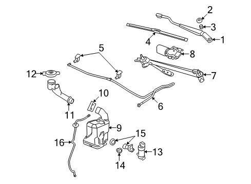 2009 Chevy Malibu Wiper & Washer Components Diagram