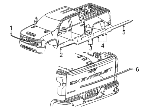 2021 Chevy Silverado 2500 HD Stripe Tape Diagram
