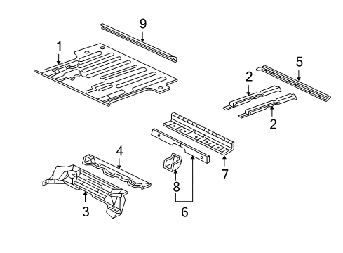 2005 Cadillac Escalade EXT Rear Body - Floor & Rails Diagram