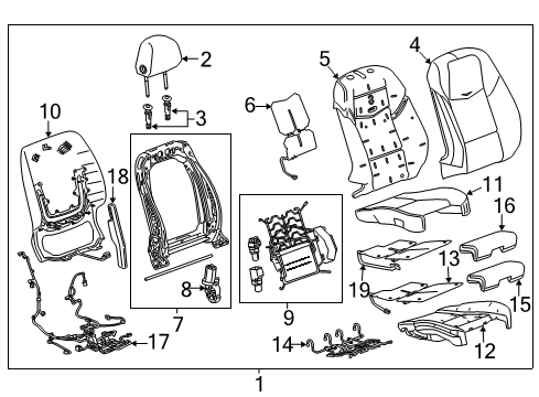 2014 Cadillac ATS Seat Cushion Pad Diagram for 22960964