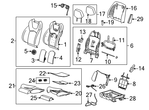 2010 Cadillac CTS Driver Seat Components Diagram