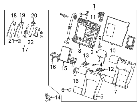 2014 Buick LaCrosse Rear Seat Components Diagram