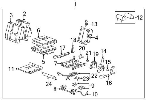 2008 Cadillac Escalade Rear Seat Components Diagram 2 - Thumbnail