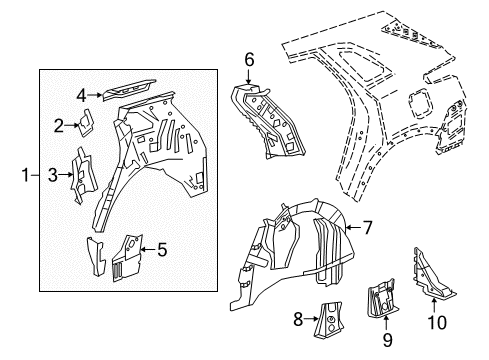 2022 Cadillac XT5 Inner Wheelhouse, Rear Driver Side Diagram for 84493358