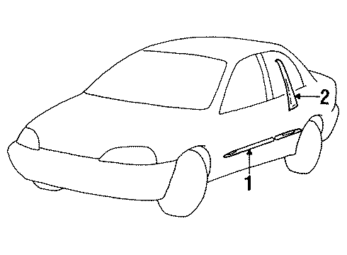 2001 Chevy Metro Body Side Molding, Gray, Front Lower Driver Side Diagram for 30015319