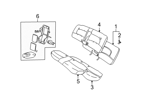 2000 Pontiac Bonneville Rear Seat Components Diagram