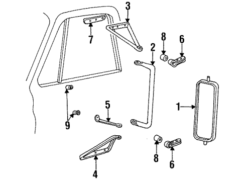 1990 Chevy V3500 Mirror, Rear Diagram for 14016682