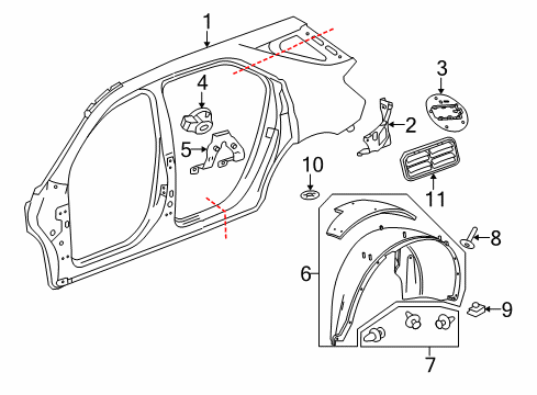 2017 Chevy Equinox Quarter Panel & Components Diagram