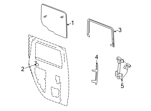 2006 Hummer H2 Rear Door - Glass & Hardware Diagram