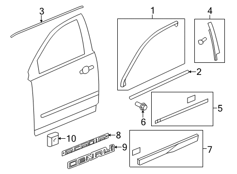 2012 GMC Acadia Exterior Trim - Front Door Diagram