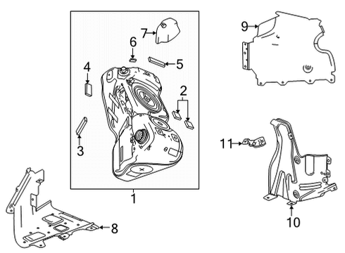 2021 Chevy Corvette Tank Strap, Passenger Side Diagram for 84754061