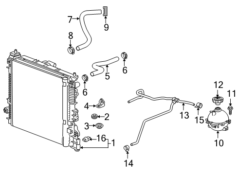2020 Cadillac XT6 Radiator & Components Diagram 2 - Thumbnail
