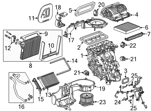 2019 Cadillac XTS A/C Evaporator & Heater Components Diagram