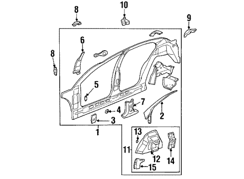 2003 Oldsmobile Aurora Inner Components - Pillars Diagram