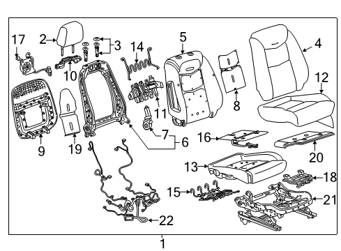 2020 Cadillac XT5 Seat Cushion Pad, Front Passenger Side Diagram for 84981212