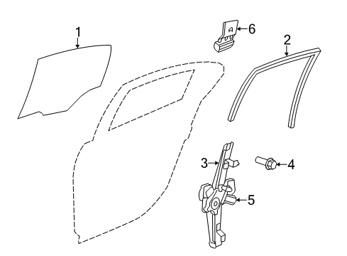2012 Chevy Caprice Rear Door - Glass & Hardware Diagram