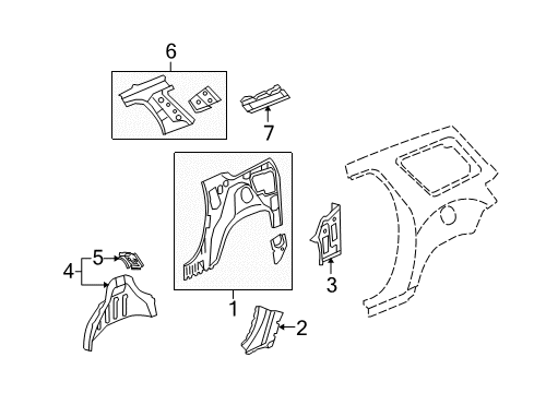2017 Chevy Traverse Inner Structure - Quarter Panel Diagram