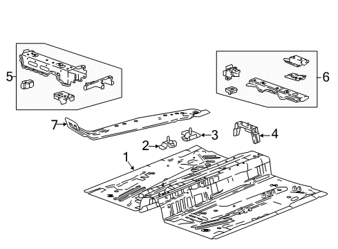 2020 Buick Regal TourX Pillars, Rocker & Floor - Floor & Rails Diagram