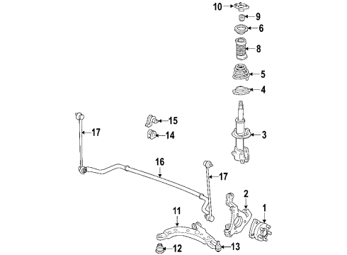 2008 Pontiac Grand Prix Front Suspension, Control Arm, Stabilizer Bar Diagram 2 - Thumbnail