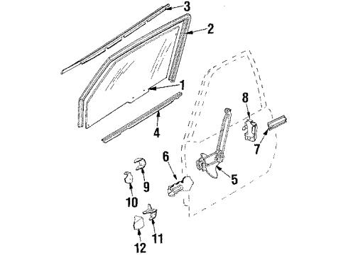 1990 Chevy Cavalier Regulator, Front Driver Side Diagram for 20717325