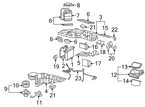 2012 Cadillac Escalade ESV A/C Evaporator & Heater Components Diagram
