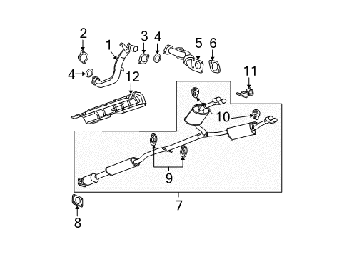 2011 Cadillac DTS Exhaust Components Diagram