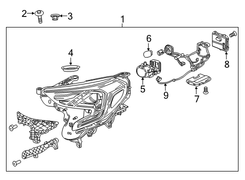 2020 GMC Terrain Headlamp Assembly, Black Bezel, Front Driver Side Diagram for 84815560