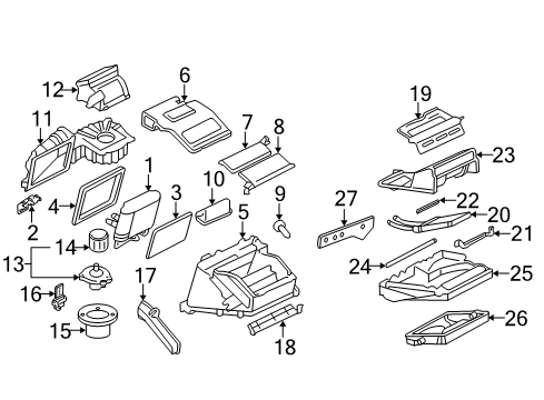 2005 Chevy Cavalier A/C Evaporator & Heater Components Diagram