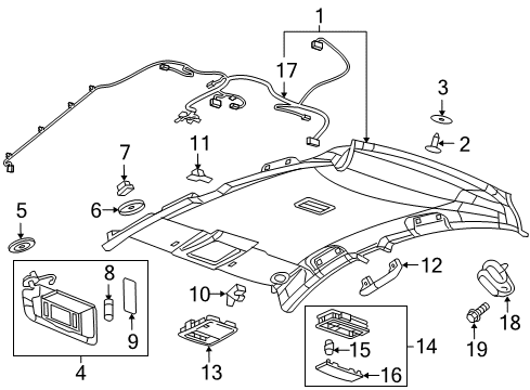 2019 Chevy Cruze Interior Trim - Roof Diagram