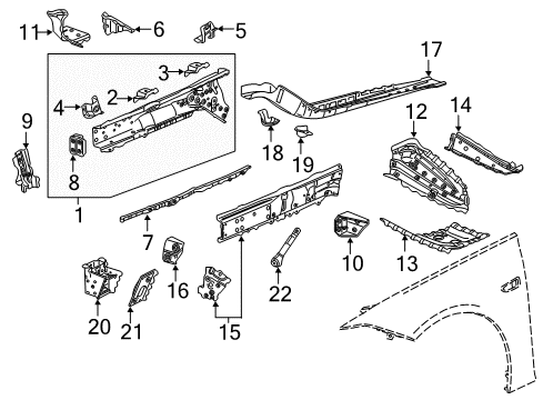 2020 Buick Regal TourX Structural Components & Rails Diagram