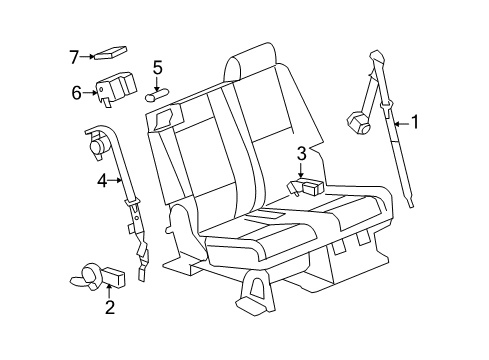 2012 Cadillac Escalade ESV Rear Seat Belts Diagram 2 - Thumbnail